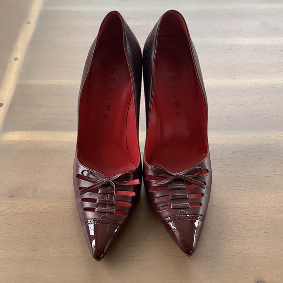 Celine leather pumps, gorgeous ox blood red - Picture 1 of 9